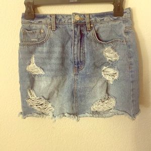 Ripped Jean Mini Skirt